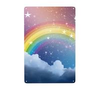 Metal Sign Vintage Funny Tin Sign Star in Rainbow Sky Metal Poster Decoration Signs Stylish Wall Art Outdoor Yard Signs for Home Living Room Bedroom Yard Wall Decor Gift 30x20 CM