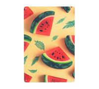 Metal Sign Vintage Funny Tin Sign Summer Watermelon Metal Poster Decoration Signs Stylish Wall Art Outdoor Yard Signs for Home Living Room Bedroom Yard Wall Decor Gift 30x20 CM