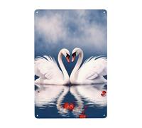 Metal Sign Vintage Funny Tin Sign Valentine's Day Couple of Swans Heart Metal Poster Decoration Signs Stylish Wall Art Outdoor Yard Signs for Home Living Room Bedroom Yard Wall Decor Gift 30x20 CM