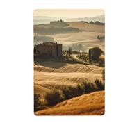 Metal Sign Vintage Funny Tin Sign View of Typical Tuscany Landscape Metal Poster Decoration Signs Stylish Wall Art Outdoor Yard Signs for Home Living Room Bedroom Yard Wall Decor Gift 30x20 CM