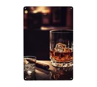 Metal Sign Vintage Funny Tin Sign Whisky and Cigar Metal Poster Decoration Signs Stylish Wall Art Outdoor Yard Signs for Home Living Room Bedroom Yard Wall Decor Gift 30x20 CM