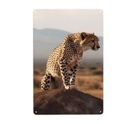 Metal Sign Vintage Funny Tin Sign Wild African Cheetah Metal Poster Decoration Signs Stylish Wall Art Outdoor Yard Signs for Home Living Room Bedroom Yard Wall Decor Gift 30x20 CM