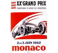 Metal Sign Vintage Grand Prix Classic F1 Retro Poster - Monaco 1962 - A4