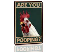 Metal Sign Vintage Sign Chicken Are You Pooping Funny Tin Sign for Bathroom Toilet Wall Decor 8x12 Inch