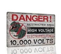 Metal Sign Wall Decor Danger High Voltage Aluminum Warning Sign Dinosaur Funny Signs Bar Decorations Art Bedroom Poster Stuff 8 x12 Inches