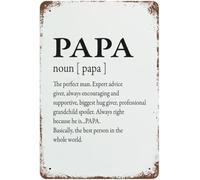 Metal Sign Wall Decor, Papa Definition Poster Modern Motivational Outdoor & Indoor Plaque for Farmhouse Nursery School, Gifts for Dad Father's Day 8x12 Inch