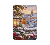 Metal Sign Wall Decor, Robin Perched on Snowy Christmas Branch-1 | During winter gatherings, metal wall signs provide a compact decorative touch in the man cave.