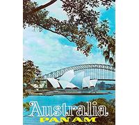 Metal Sign Wall Plaque 8X12 Inch Australia Pan Am Sydney Harbor Airline Vintage Travel Advertisement Art Retro Metal Poster Signs Decor House Home Tin Signs