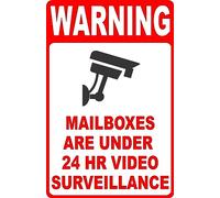 Metal sign warning mailboxes are under 24 hour video surveillance sign for outdoor & indoor For Home Bathroom Restaurants Kitchen Garden Cave Garage Office Bar Cafe 8×12 INCH