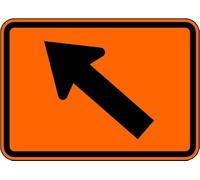 Metal Sign Warning Tin Sign Left Diagonal Turn Arrow Orange Aluminum Signs For Home Coffee Bar Wall Decor 8x12 Inch