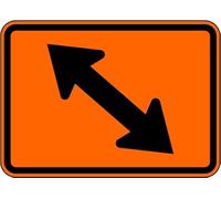 Metal Sign Warning Tin Sign Left Two-Direction Diagonal Turn Arrow Orange Aluminum Signs For Home Coffee Bar Wall Decor 8x12 Inch