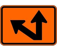 Metal Sign Warning Tin Sign Left Two-Direction Straight/Diagonal Turn Arrow Orange Aluminum Signs For Home Coffee Bar Wall Decor 8x12 Inch