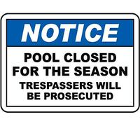 Metal Sign Warning Tin Sign Notice Pool Closed For The Season Trespassers Will Be Prosecuted Aluminum Signs For Home Coffee Bar Wall Decor 8x12 Inch