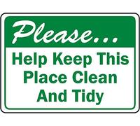 Metal Sign Warning Tin Sign Please... Help Keep This Place Clean And Tidy Aluminum Signs For Home Coffee Bar Wall Decor 8x12 Inch
