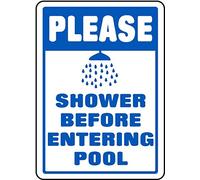Metal Sign Warning Tin Sign Please Shower Before Entering Pool Aluminum Signs For Home Coffee Bar Wall Decor 8x12 Inch