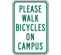 Metal Sign Warning Tin Sign Please Walk Bicycles On Campus Aluminum Signs For Home Coffee Bar Wall Decor 8x12 Inch