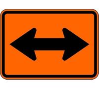 Metal Sign Warning Tin Sign Two Direction Left/Right Turn Arrow Orange Aluminum Signs For Home Coffee Bar Wall Decor 8x12 Inch
