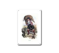 Metal Signs 1840s Macrae Clan Vintage Scottish Landscape Men's Wall Art Stag Hunt Suitable for Home Bar Cafe Farmhouse Decoration8x12inch