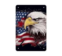 Metal Signs America US Flag Bald Eagle Vintage Metal Tin Sign with Folded Durable Rustproof Iron Art for Home Office Kitchen Cafe Garden Patio Farmhouse Wall Decor 11.8x7.9 Inch