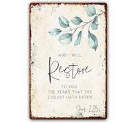 Metal Signs And I Will Restore To You The Years Locust Eats Hath Bible Verse Poster Scripture Wall Art For Room Decor Aesthetic Bedroom Modern Tin Sign 6x8 Inch
