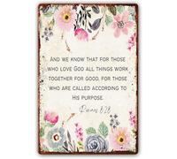 Metal Signs And We Know That For Those Who Love God Romans 828 Bible Verse Poster Scripture Wall Prints Picture Art Women Decorative Artwork Kitchen Tin Sign 6x8 Inch
