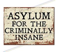 Metal Signs - Asylum For Criminally Insane Peaky Blinders Man Fathers day Cave Tin Metal Sign Hanging Wall Plaque Kitchen Shed Garage. Large (27cm x 18cm)