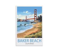 Metal Signs Baker Beach California Landscape Vintage Tin Sign Metal Retro Art Wall Poster for Home Club Garden Decor 15x30cm