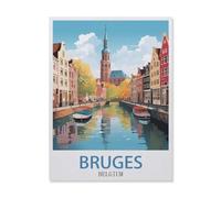 Metal Signs，Bruges Belgium ， Lake，Nostalgic Man Cave Tin Metal Sign Hanging Wall Plaque Kitchen Shed Garage(15x30cm）6x12 inch-DU38