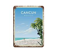Metal Signs Cancun Mexico Travel Tin Signs Wall Art Metal Poster for Home Bar Cafe Garage Bathroom 15 * 30cm