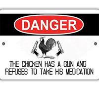 Metal Signs Chicken Refuses Medication Indoor/Outdoor Aluminum No Rust No Fade Sign 8 x 12 inch