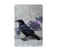 Metal Signs Crow on The Ground Vintage Metal Tin Sign with Folded Durable Rustproof Iron Art for Home Office Kitchen Cafe Garden Patio Farmhouse Wall Decor 11.8x7.9 Inch