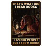 Metal Signs Dragon That's What I Do I Read Books I Avoid People Metal Tin Sign Bibliophile for Library Study Nook Book Lover Den 8x12 Inch