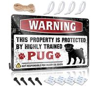 Metal Signs For Bar Warning This Property Is Protected By A Highly Trained Pug Sign Bro Cave Sign Metal Bar Decor(20X30CM)