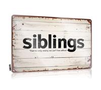 Metal Signs For Home Decor Siblings: The Only Enemy We Can'T Live Without. Tin Sign Sports Bar Decor Funny Tin Signs Vintage(20X30CM)