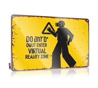 Metal Signs For Home Decor Virtual Reality Zone: Enter At Your Own Risk Tin Sign Funny Home Sign Funny Garage Tin Sign(20X30CM)