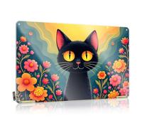 Metal Signs For Man Cave Black Cat In A Colorful Garden Tin Sign Retro Tin Signs Man Cabe Decor(30X40CM)