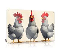 Metal Signs For Outside Home Decor Three Cartoon Roosters In Different Poses. Tin Sign Beer Decorations For Man Cave Metal Sign Decor Vin(30X40CM)