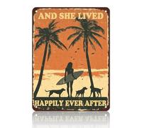 Metal Signs Girl And She Lived Happily Ever After Sign Funny Vintage Tin Sign Retro Wall Decor for Home Office Farmhouse Yard Garden Shop Cafe 8"x12"