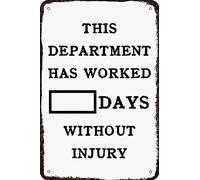 Metal Signs Houseuse Dry Erase Days Without Injury Warning Vintage Tin Sign Funny Wall Decorations for Home Man Cave Bedroom Bar Bathroom 8x12 Inch