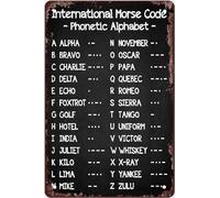 Metal Signs International Morse Code Retro Tin Poster Home Decor Plaque Phonetic Alphabet Room Wall Decor Gift For Women Men 8x5.5 Inch