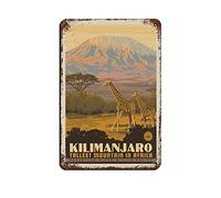 Metal Signs Kilimanjaro-Tallest Mountain in Africa Travel Tin Signs Wall Art Metal Poster for Home Bar Cafe Garage Bathroom 30x20CM