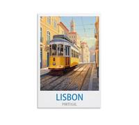 Metal Signs Lisbon Portugal Posters Tin Signs Painting Cafe Opera House Art Wall Decoration Plaque 30x30cm