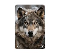 Metal Signs Lmage of Wolf in The Snow Vintage Metal Tin Sign with Folded Durable Rustproof Iron Art for Home Office Kitchen Cafe Garden Patio Farmhouse Wall Decor 11.8x7.9 Inch