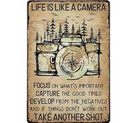 Metal Signs Look Life is Like A Camera Focus On What's Important Hiking,Wall Art Decor,Shop,Man Cave,Tin Poster Metal,Home S