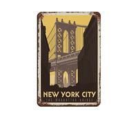 Metal Signs New York City Manhattan Bridge Travel Tin Signs Wall Art Poster Metal Poster for Home Bar Cafe Garage Bathroom 30x40CM