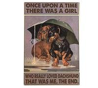 Metal Signs Once Upon a Time There was a Girl Loved Dachshund Tin Sign Vintage Funny Home Kitchen Bar Club Cave Rustic Wall Art Decor 14x20 CM