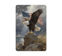 Metal Signs Patriotic American Eagle Vintage Metal Tin Sign with Folded Durable Rustproof Iron Art for Home Office Kitchen Cafe Garden Patio Farmhouse Wall Decor 11.8x7.9 Inch
