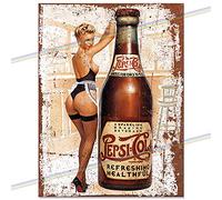 Metal Signs - Pepsi Pin Up Girl Logo. Man Cave Tin Metal Sign Hanging Wall Plaque Kitchen Shed Garage. Small (15cm x 10cm)