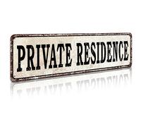 Metal Signs Private Residence Aluminum Metal Plaque Rustic Tin Sign Retro Wall Decor 4x16 inch