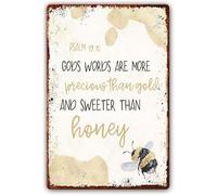 Metal Signs Psalm 19:10 Bible Verses Wall Decor Gods Words Are More Precious Than Gold And Sweeter Than Honey Scripture Wall Art For Office Metal Tin Sign 12x16 Inch
